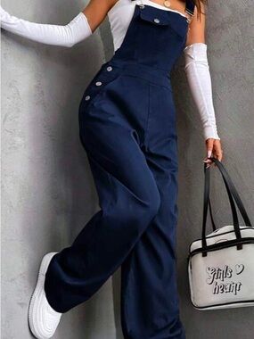 NWOT Navy Wide-Leg Overall Jumpsuit